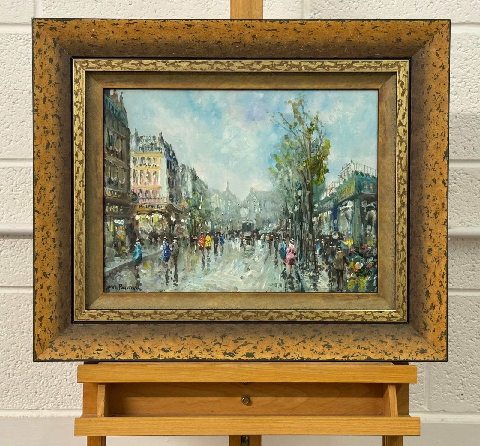 Paris Street Scene with Figures Parisian Street 20th Century Post-Impressionism 1975 Circa - 12