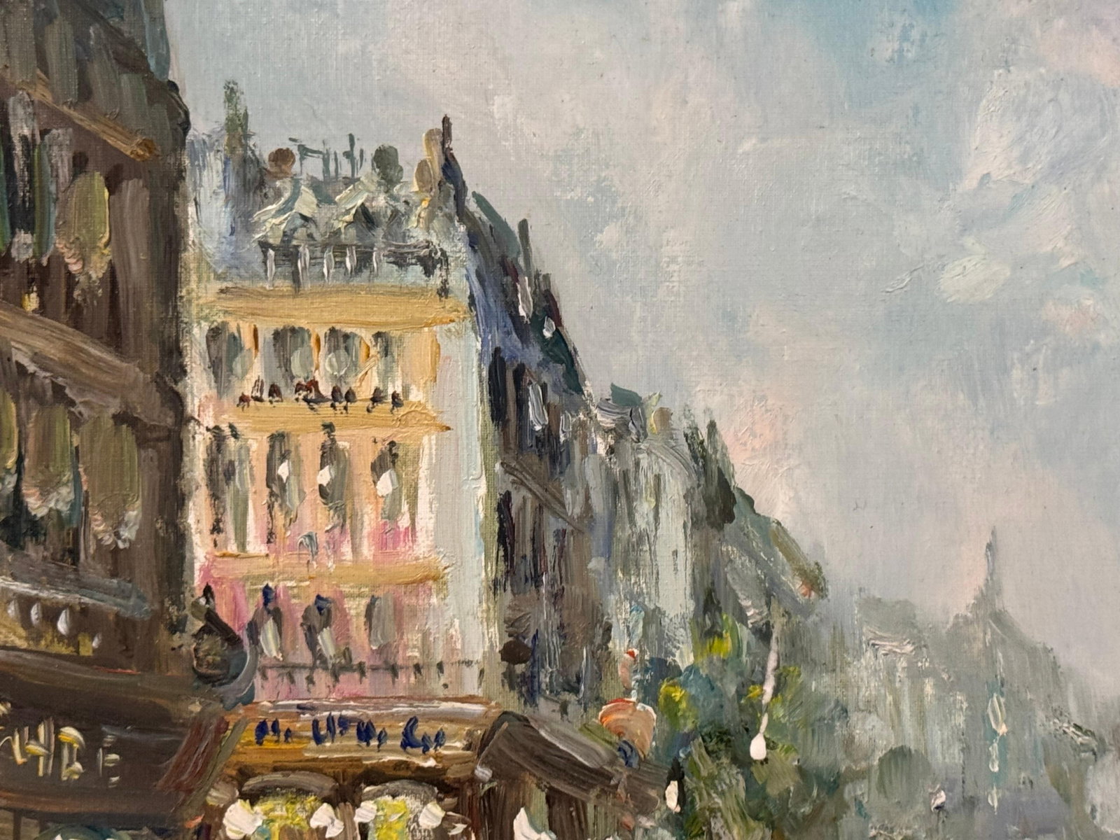 Paris Street Scene with Figures Parisian Street 20th Century Post-Impressionism 1975 Circa - 16