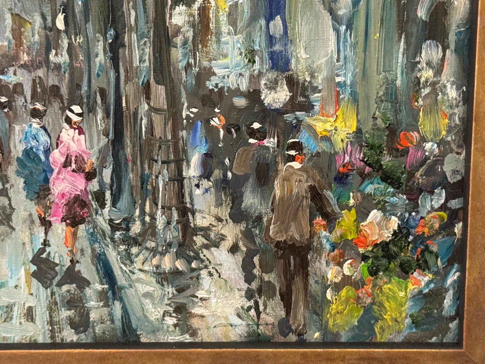 Paris Street Scene with Figures Parisian Street 20th Century Post-Impressionism 1975 Circa - 17
