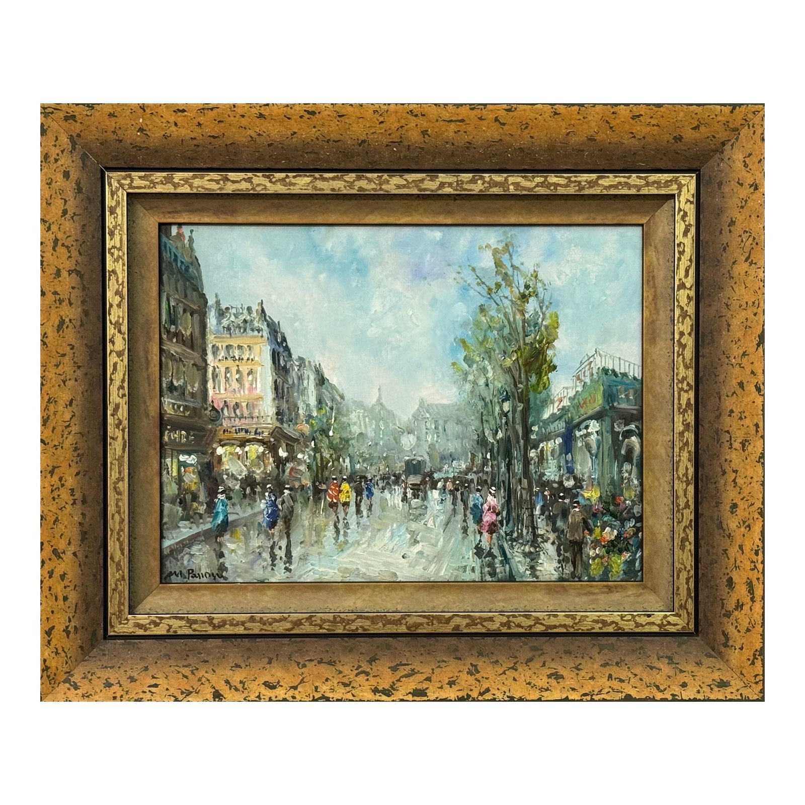 Paris Street Scene with Figures Parisian Street 20th Century Post-Impressionism 1975 Circa (1 of 18)