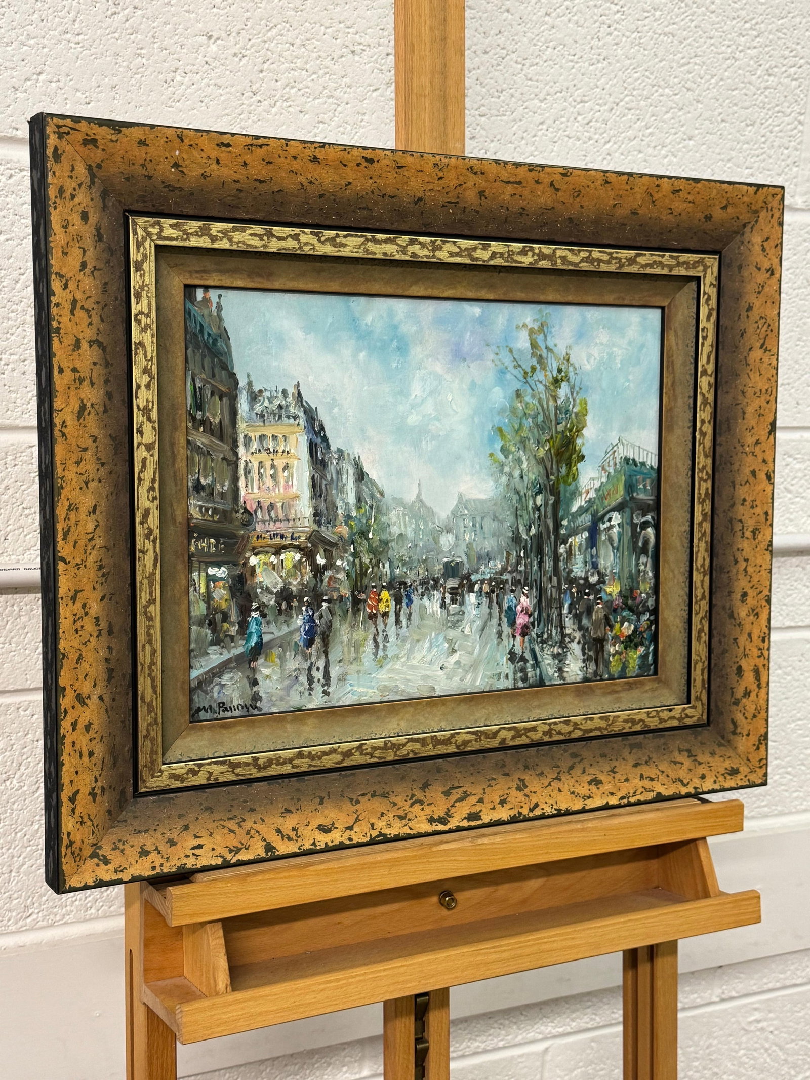 Paris Street Scene with Figures Parisian Street 20th Century Post-Impressionism 1975 Circa - 5