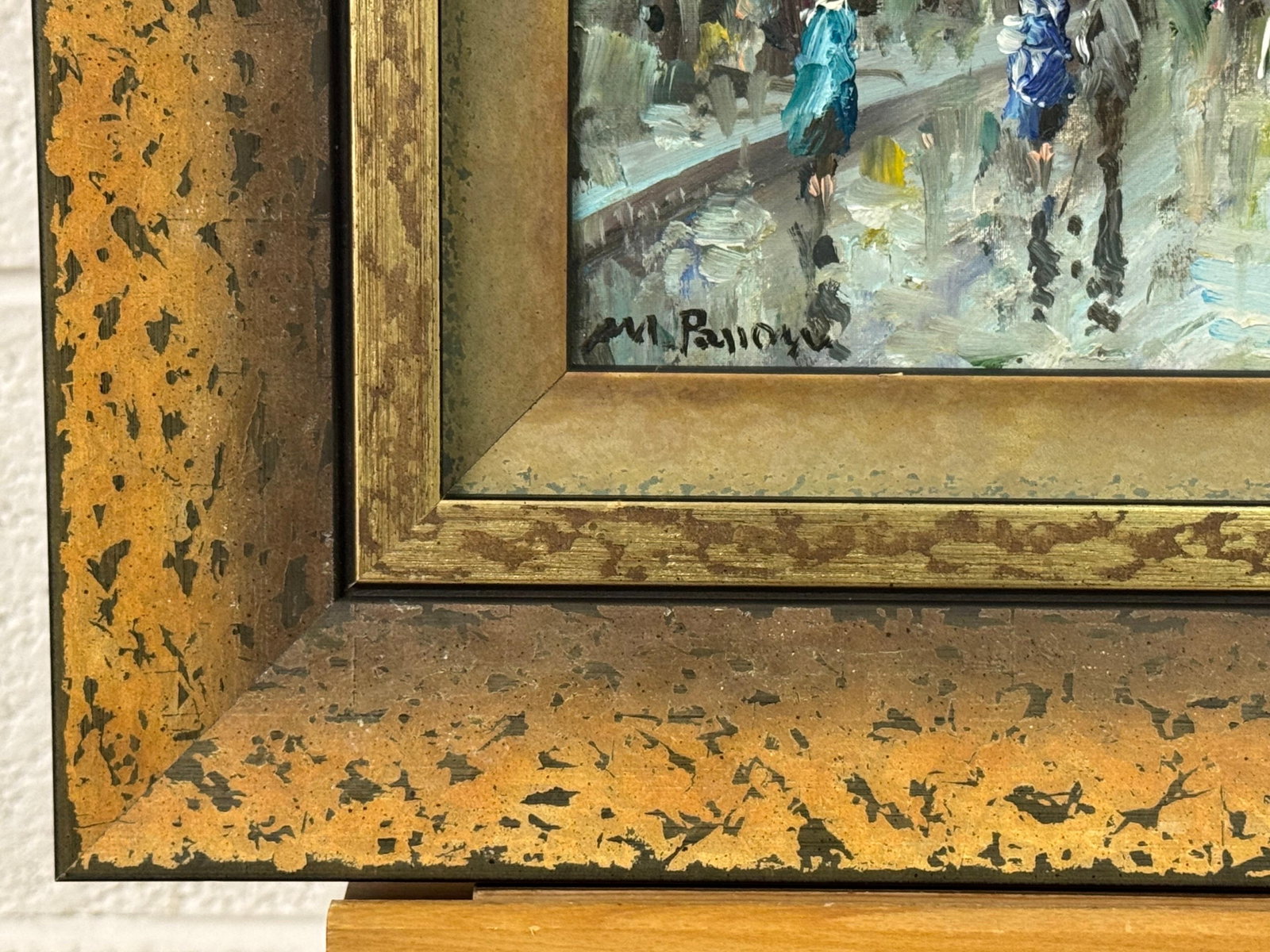 Paris Street Scene with Figures Parisian Street 20th Century Post-Impressionism 1975 Circa - 6
