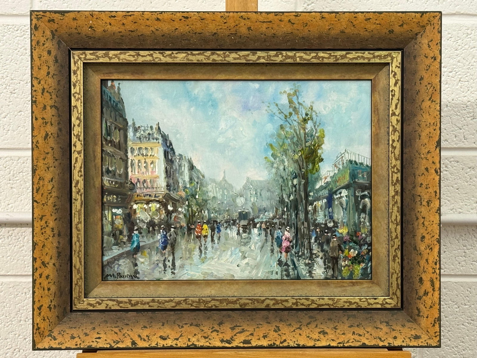 Paris Street Scene with Figures Parisian Street 20th Century Post-Impressionism 1975 Circa - 7