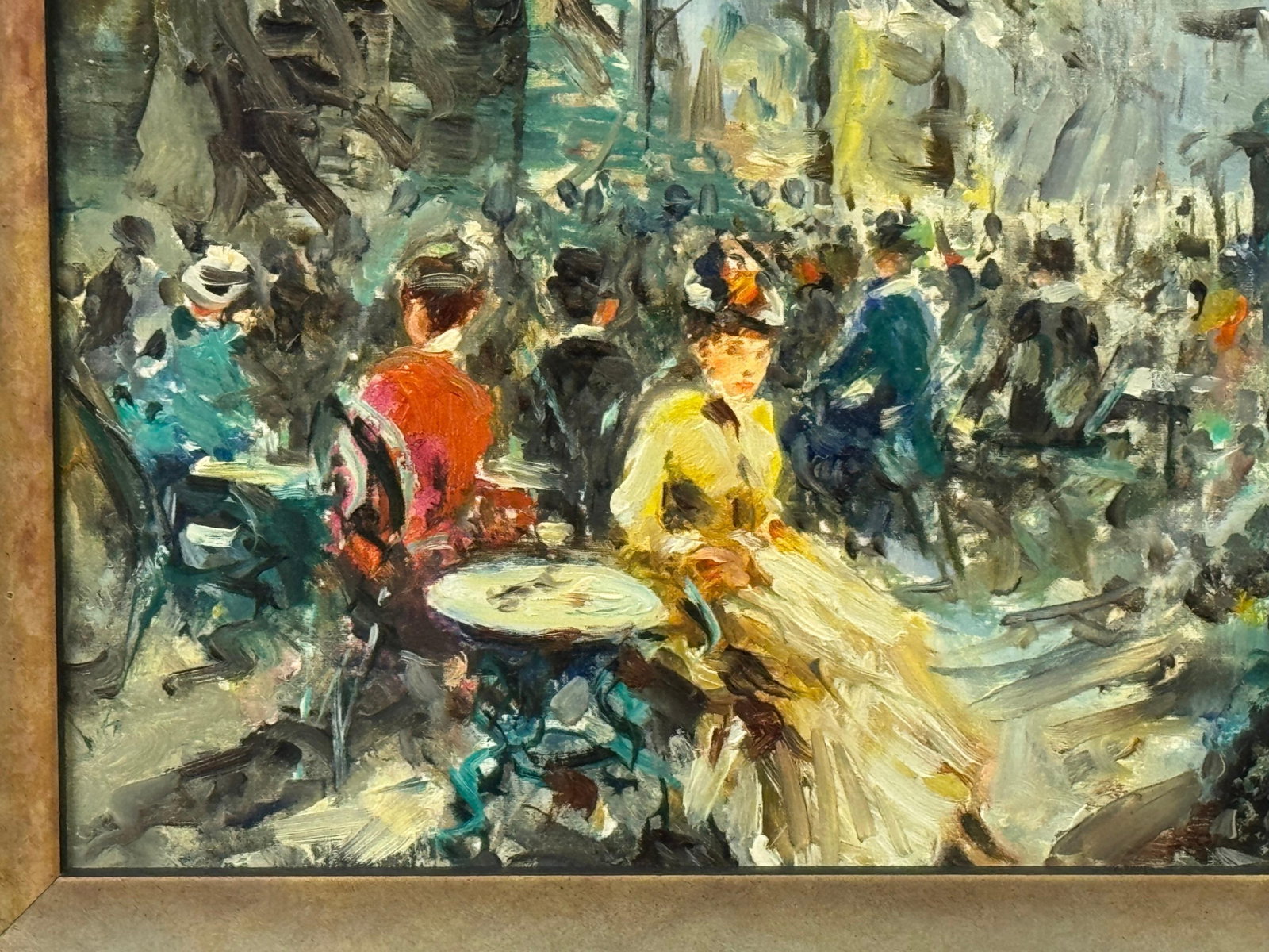 Parisian Café Terrace Street Street with Figures 20th Century Post-Impressionism 1975 Circa - 15