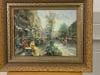 Parisian Café Terrace Street Street with Figures 20th Century Post-Impressionism 1975 Circa - 2