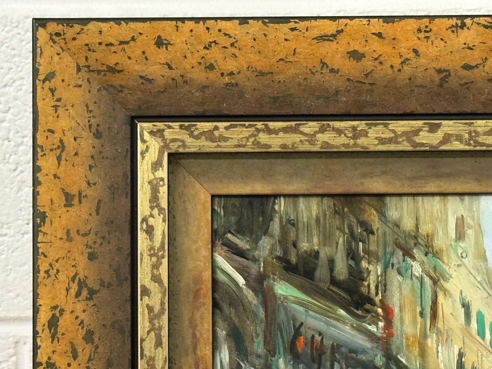 Parisian Café Terrace Street Street with Figures 20th Century Post-Impressionism 1975 Circa - 6