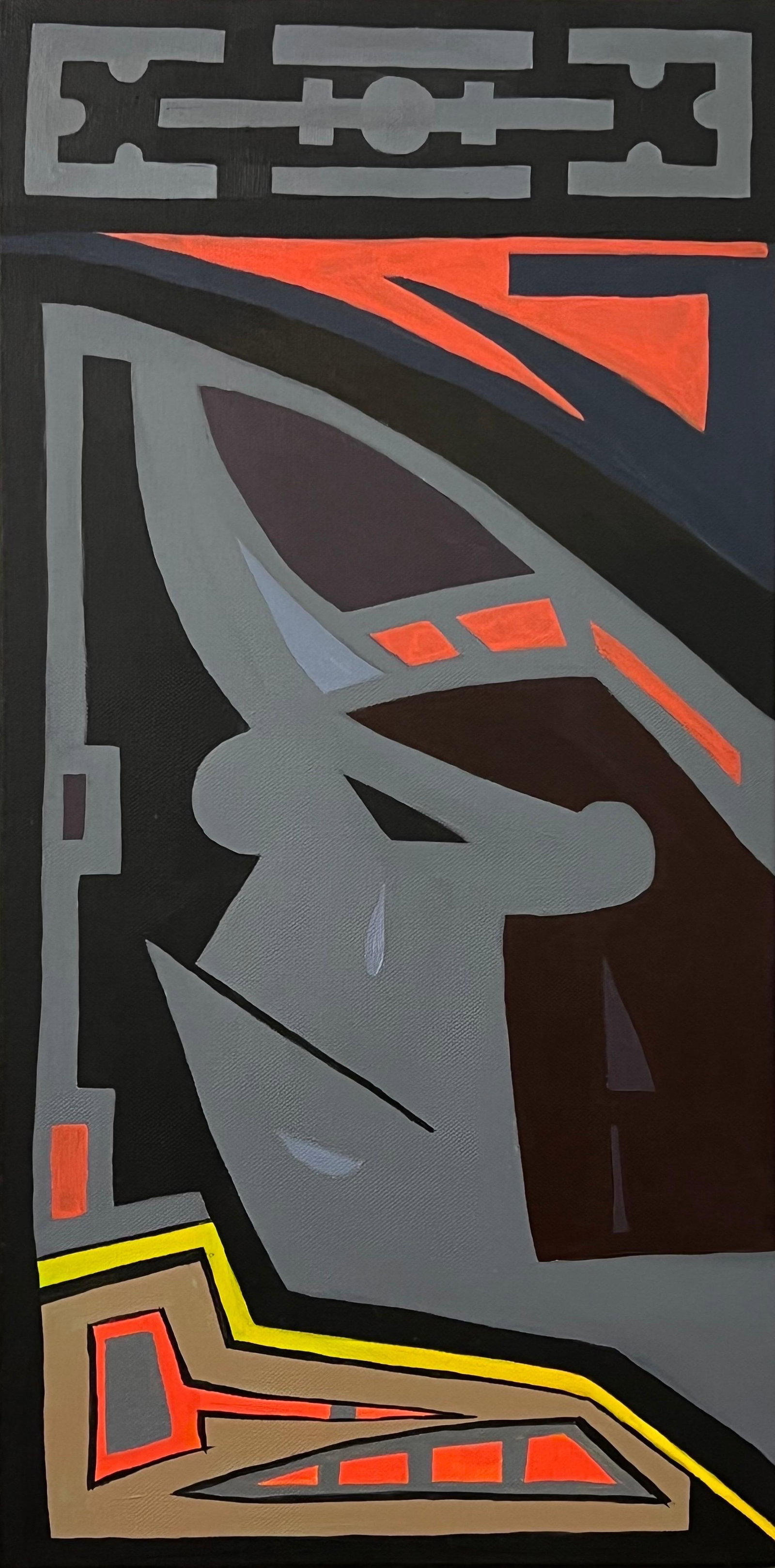 Crying Aztec' Tribal Cartoon Painting on Canvas by Contemporary British Artist 2005 - 10