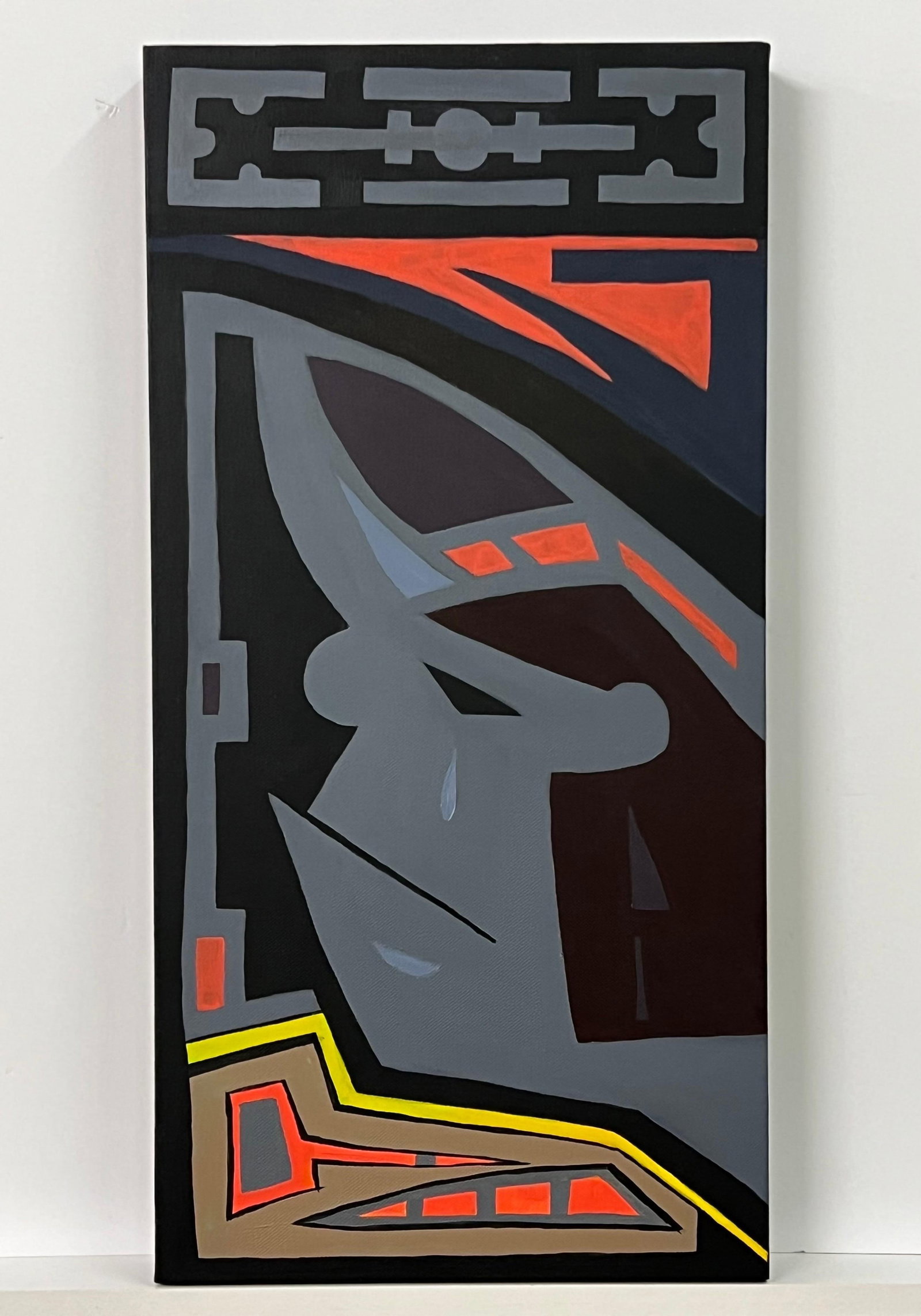 Crying Aztec' Tribal Cartoon Painting on Canvas by Contemporary British Artist 2005 - 3