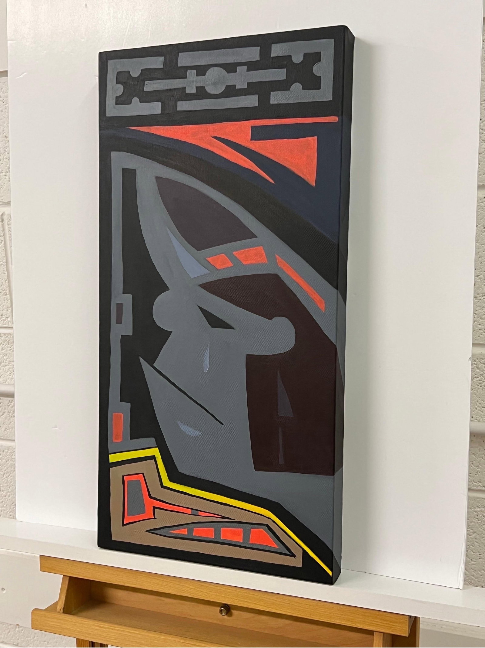 Crying Aztec' Tribal Cartoon Painting on Canvas by Contemporary British Artist 2005 - 6