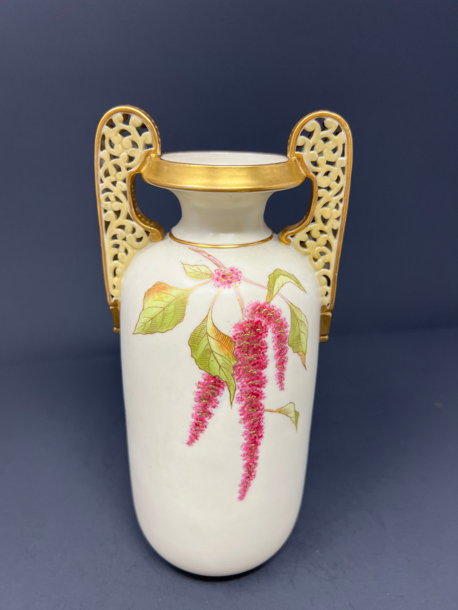 Antique Royal Worcester Blush Ivory Porcelain Twin-Handled Aesthetic Movement Vase, England c.1900 - 4
