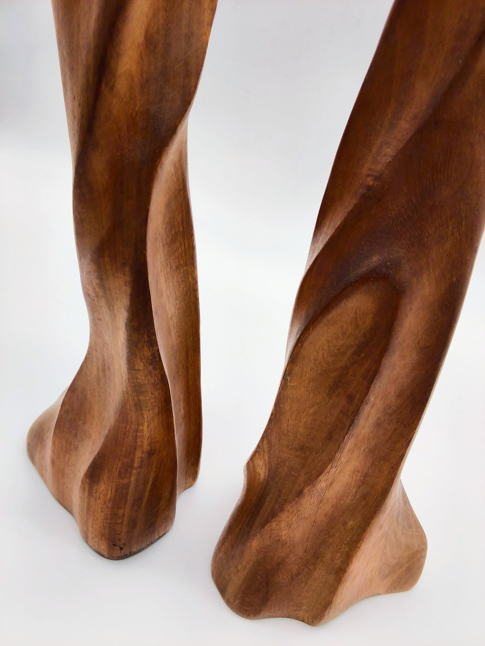 Mid Century Modern Wood Carved Candlesticks - Pair - 2