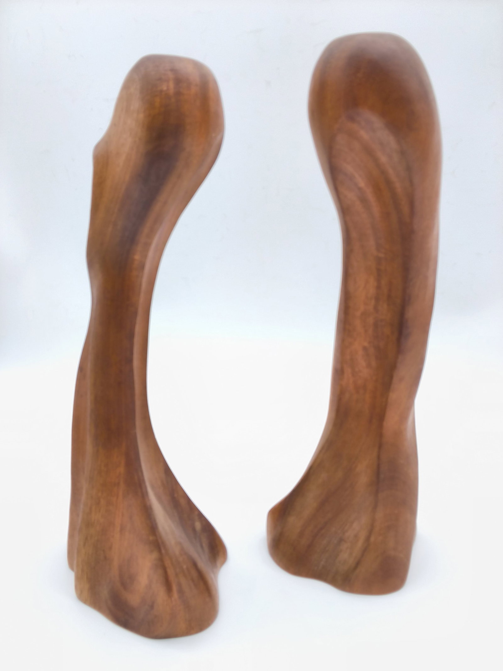 Mid Century Modern Wood Carved Candlesticks - Pair - 6
