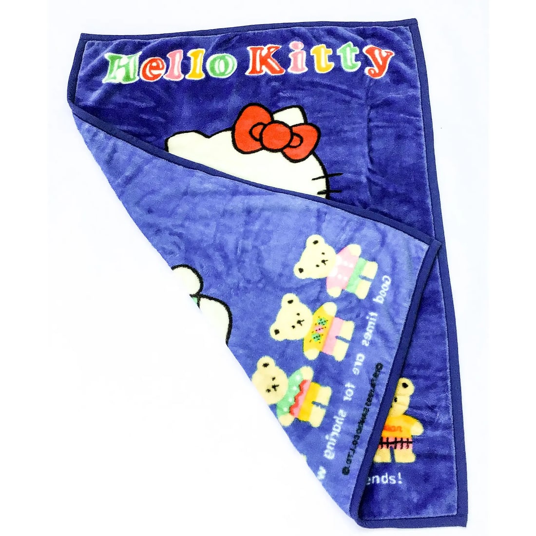 Rare Vintage Blue Bed Coverlet Hello Kitty Japan Origin 1993 - 3