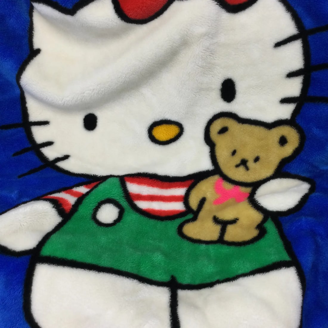 Rare Vintage Blue Bed Coverlet Hello Kitty Japan Origin 1993 - 4