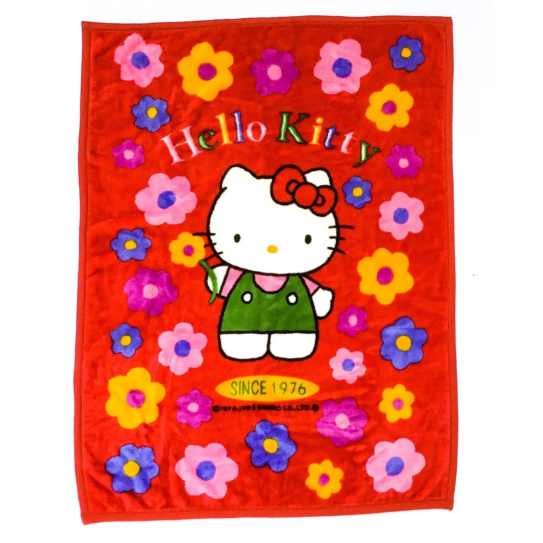 Rare Vintage Blue Bed Coverlet Hello Kitty Japan Origin 1993 - 6
