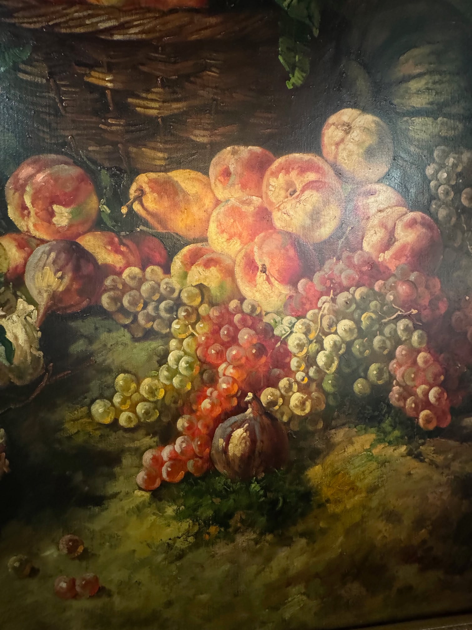 Early 20th Century Monumental Dutch Still Life Oil Painting by W. Honner With Fruit & Roses in Gilt - 5