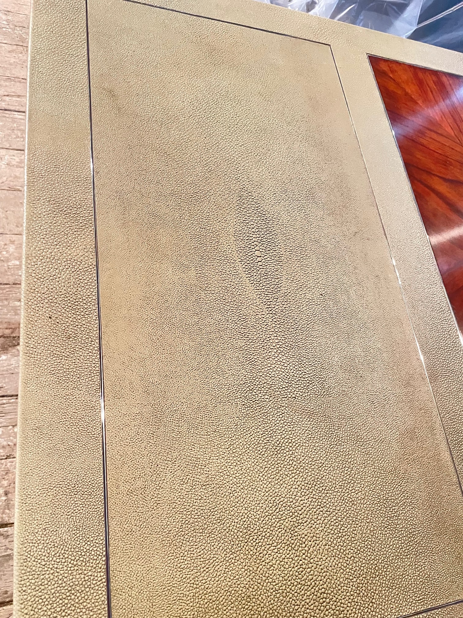 Writing Desk in Faux Shagreen With Walnut Writing Surface. - 11