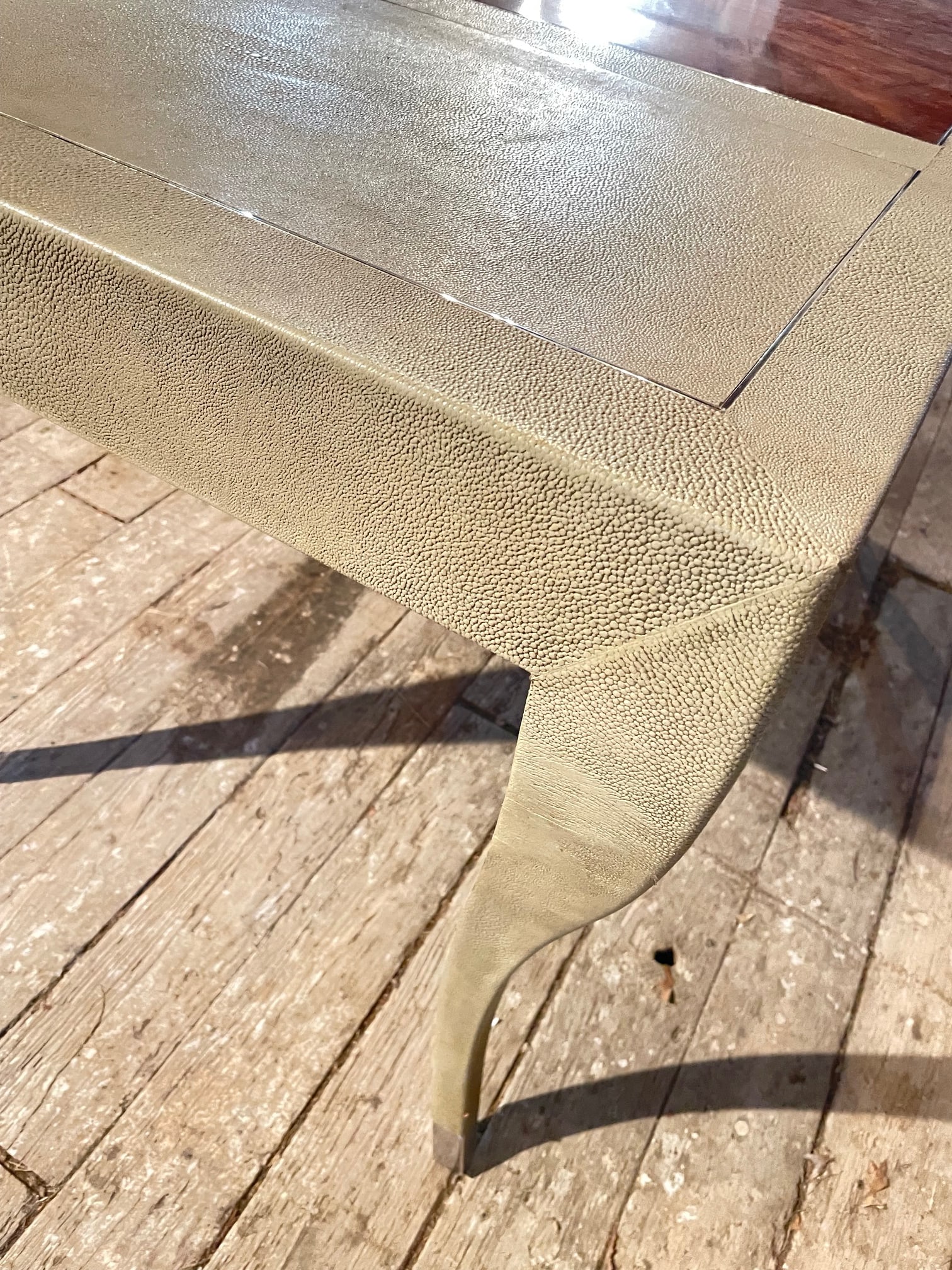 Writing Desk in Faux Shagreen With Walnut Writing Surface. - 12