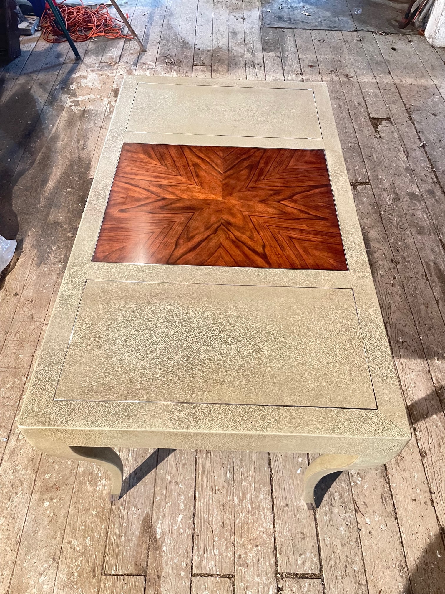 Writing Desk in Faux Shagreen With Walnut Writing Surface. - 14