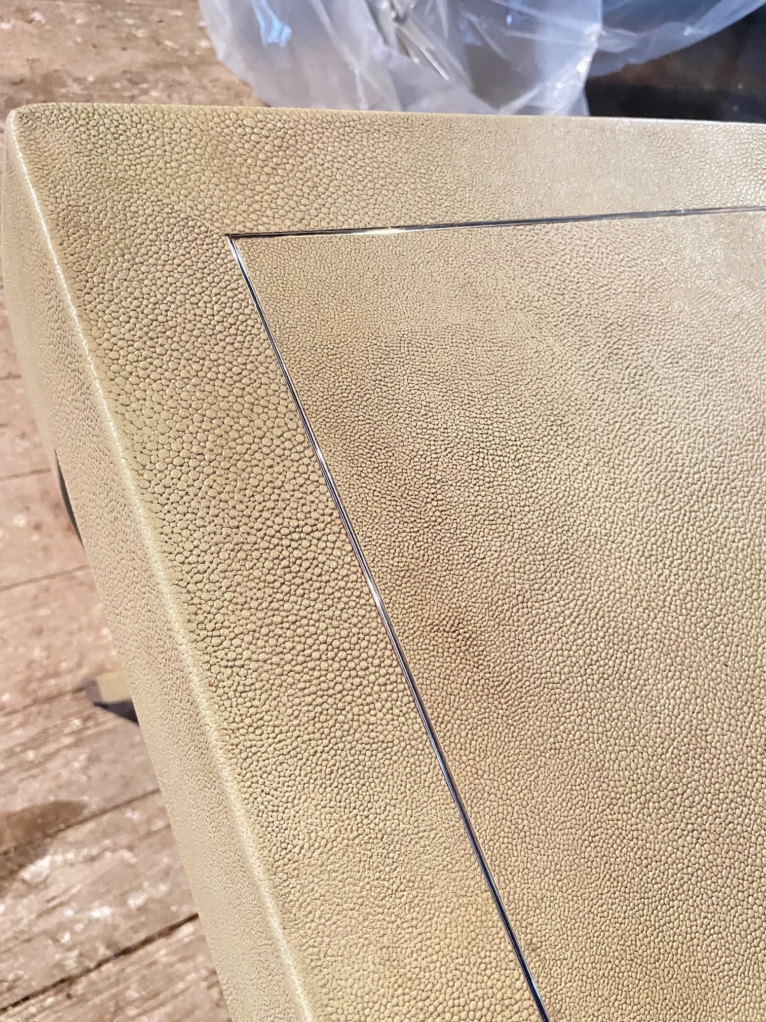 Writing Desk in Faux Shagreen With Walnut Writing Surface. - 16