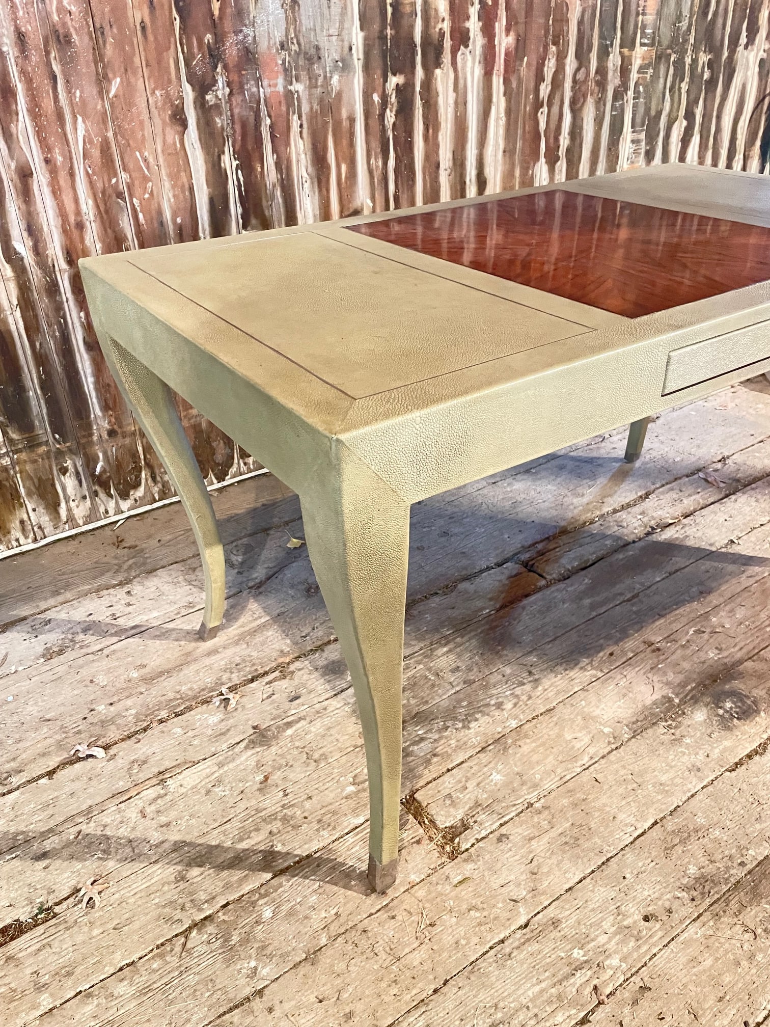Writing Desk in Faux Shagreen With Walnut Writing Surface. - 3