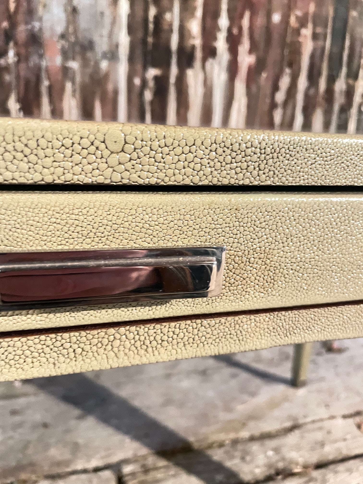 Writing Desk in Faux Shagreen With Walnut Writing Surface. - 7