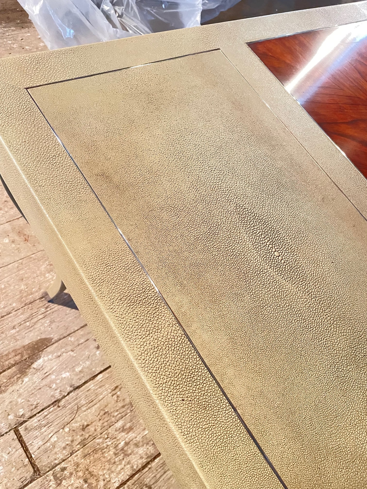 Writing Desk in Faux Shagreen With Walnut Writing Surface. - 9