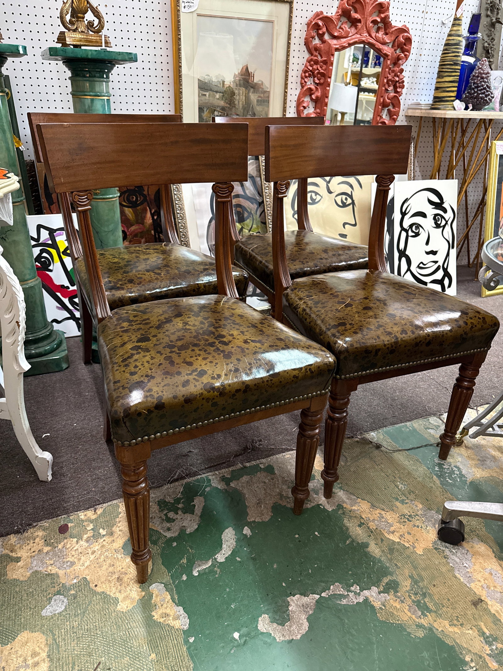 1950s Set of 4 Neoclassical Klismos Wood Chairs - 2