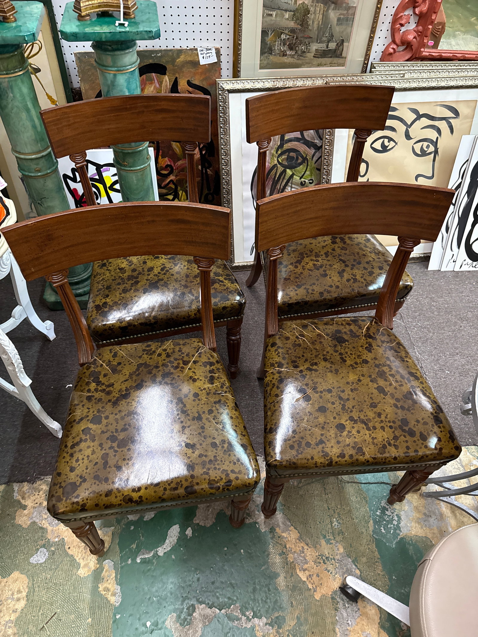 1950s Set of 4 Neoclassical Klismos Wood Chairs - 5