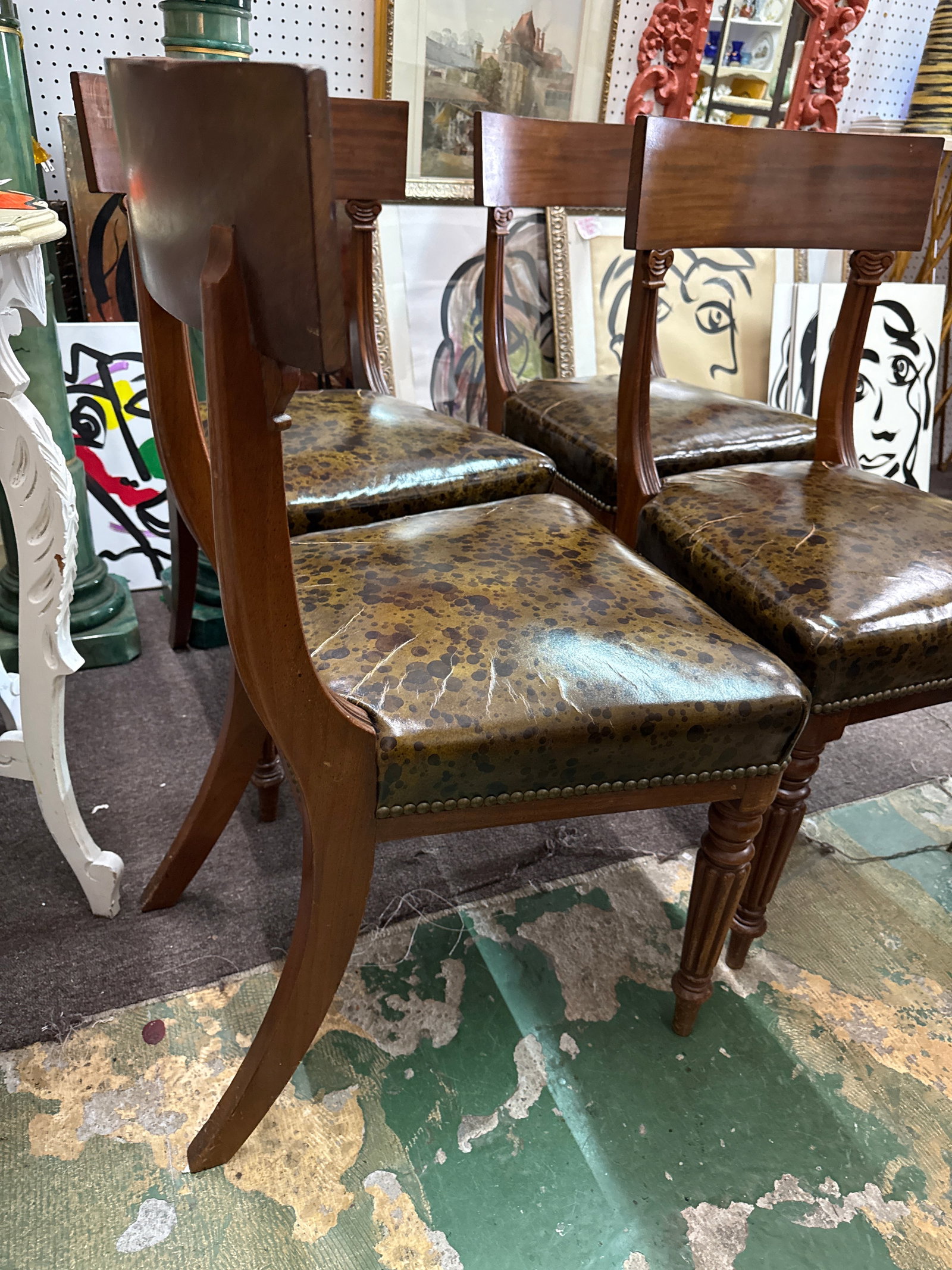 1950s Set of 4 Neoclassical Klismos Wood Chairs - 7