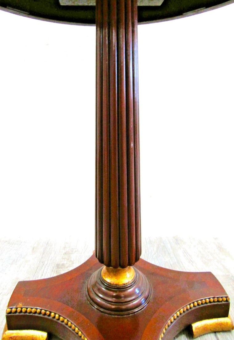 1990s Maitland-Smith Empire Pedestal Based Inlaid Marquetry Top Occasional Table - 6
