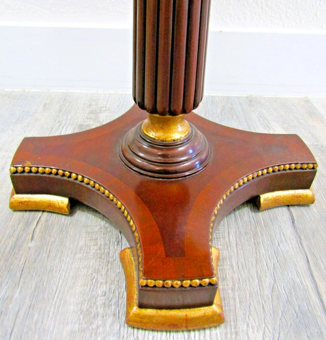 1990s Maitland-Smith Empire Pedestal Based Inlaid Marquetry Top Occasional Table - 7