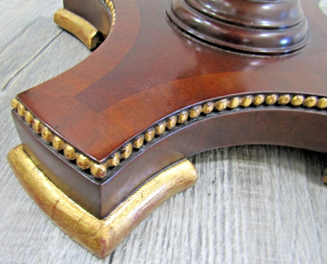 1990s Maitland-Smith Empire Pedestal Based Inlaid Marquetry Top Occasional Table - 9