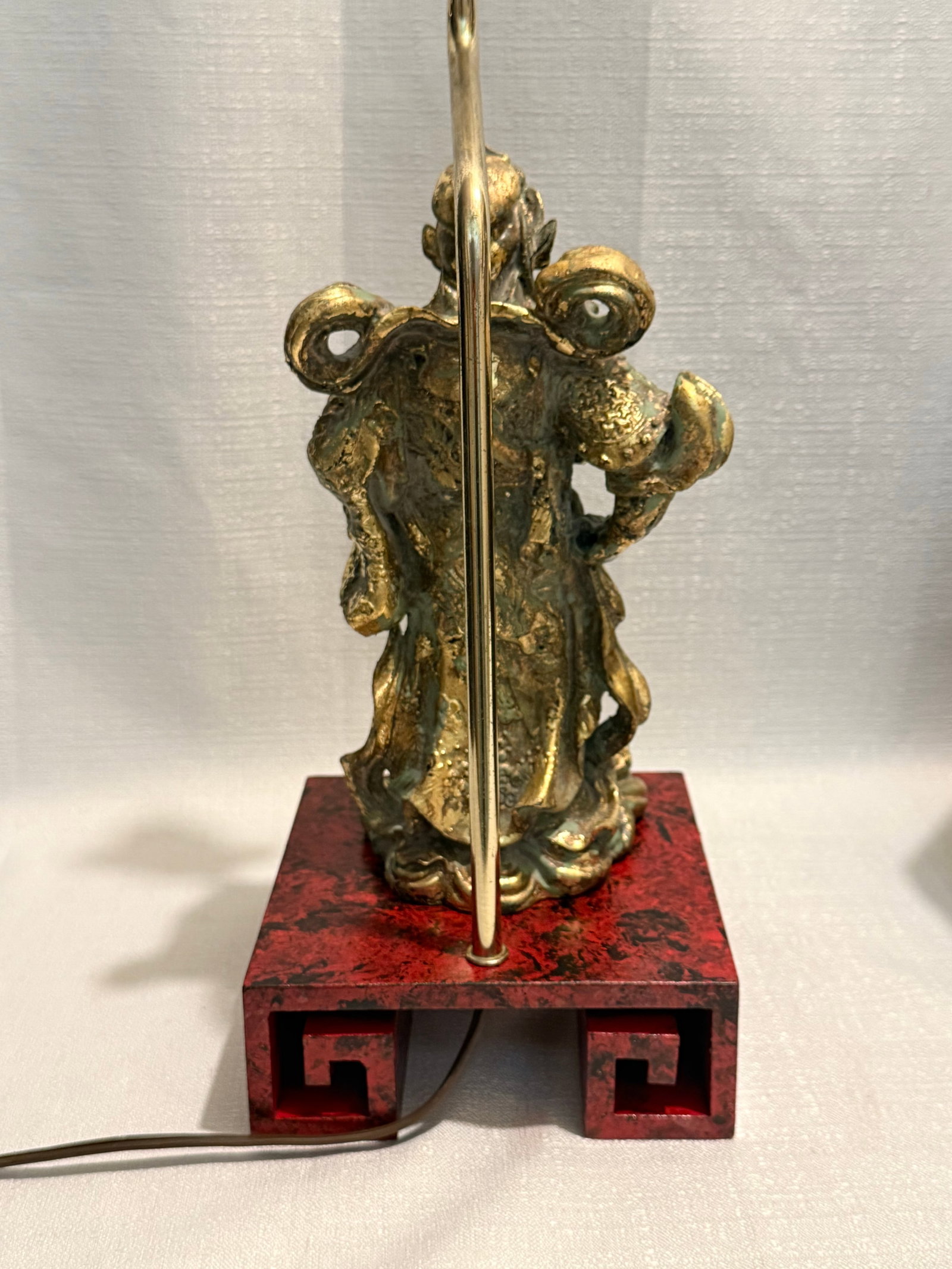 Vintage Tony Duquette Style Bespoke Parcel Gilt Guan Yu Table Lamp by Turtle & Crane -Newly Painted - 12