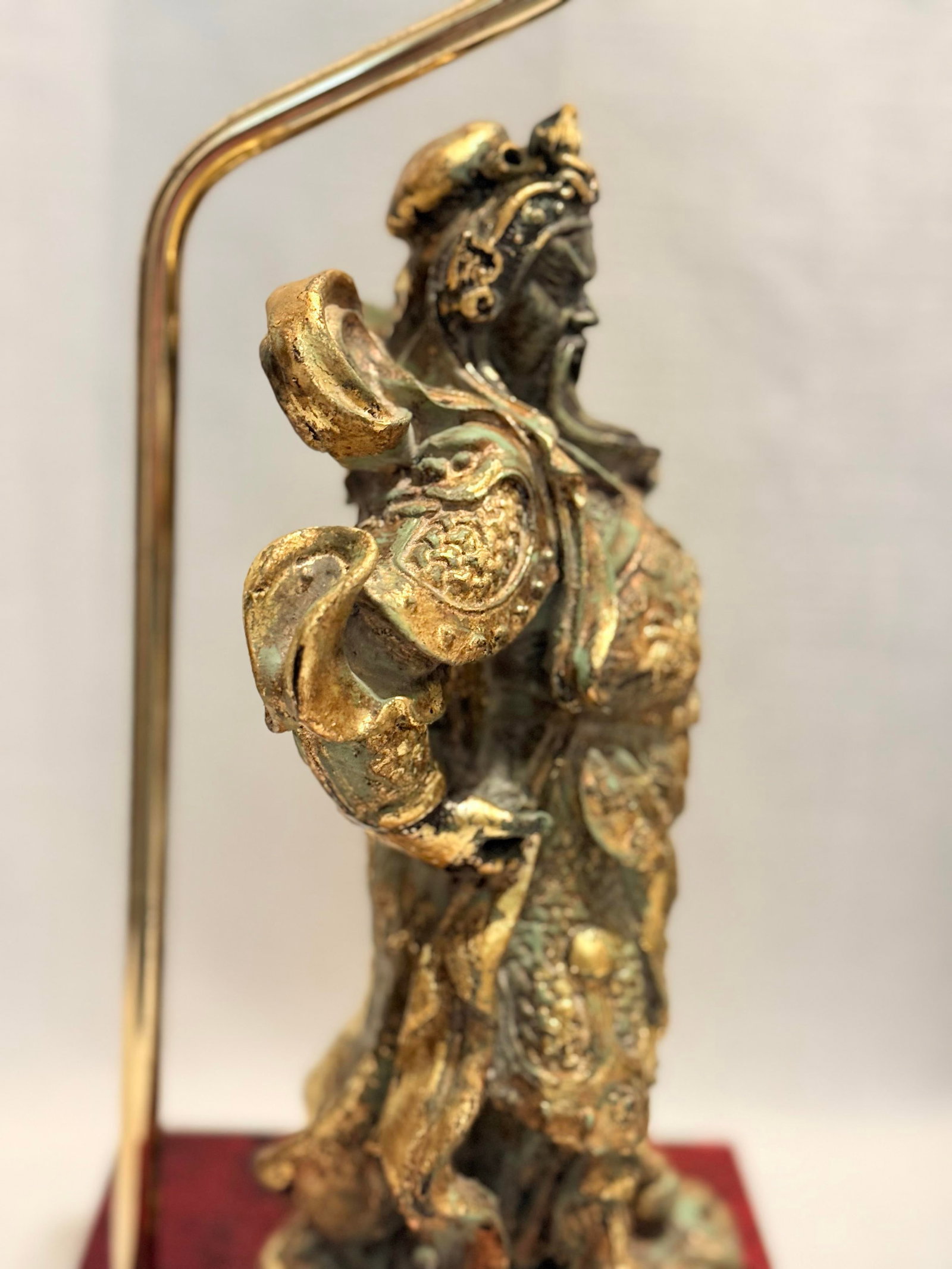 Vintage Tony Duquette Style Bespoke Parcel Gilt Guan Yu Table Lamp by Turtle & Crane -Newly Painted - 6