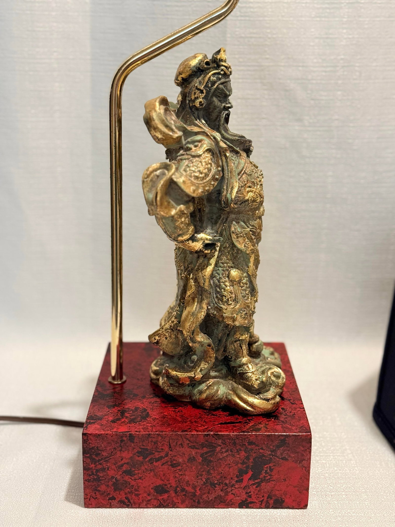 Vintage Tony Duquette Style Bespoke Parcel Gilt Guan Yu Table Lamp by Turtle & Crane -Newly Painted - 8