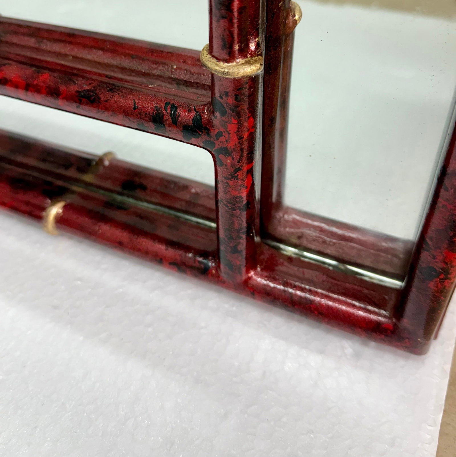 Vintage Palm Beach Regency Newly Painted Red Faux Tortoiseshell & Parcel Gilt Wall Mirror - 8