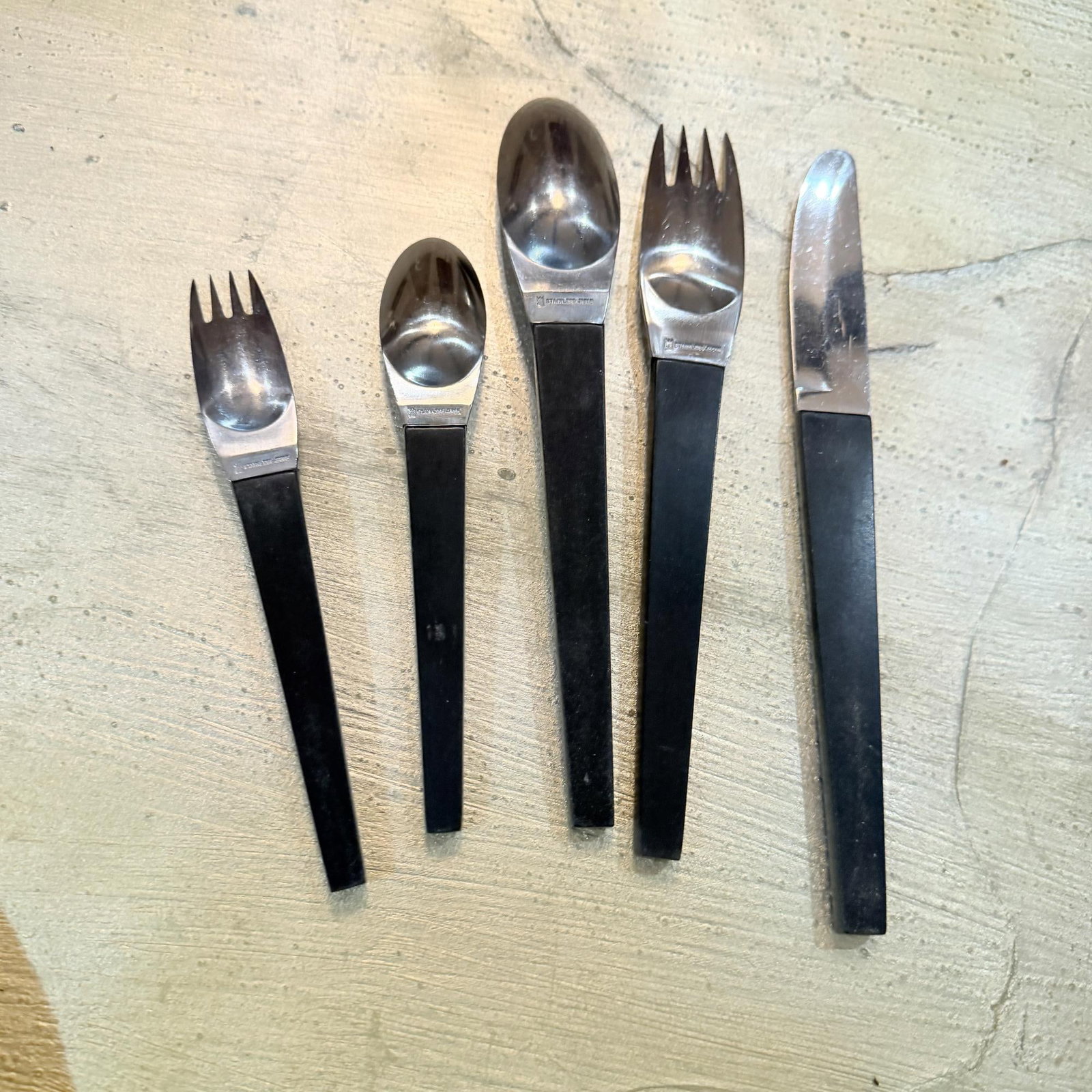 Stanley Roberts Japan Flatware Set, Carl Aubock Era Mid Century Modern - 13