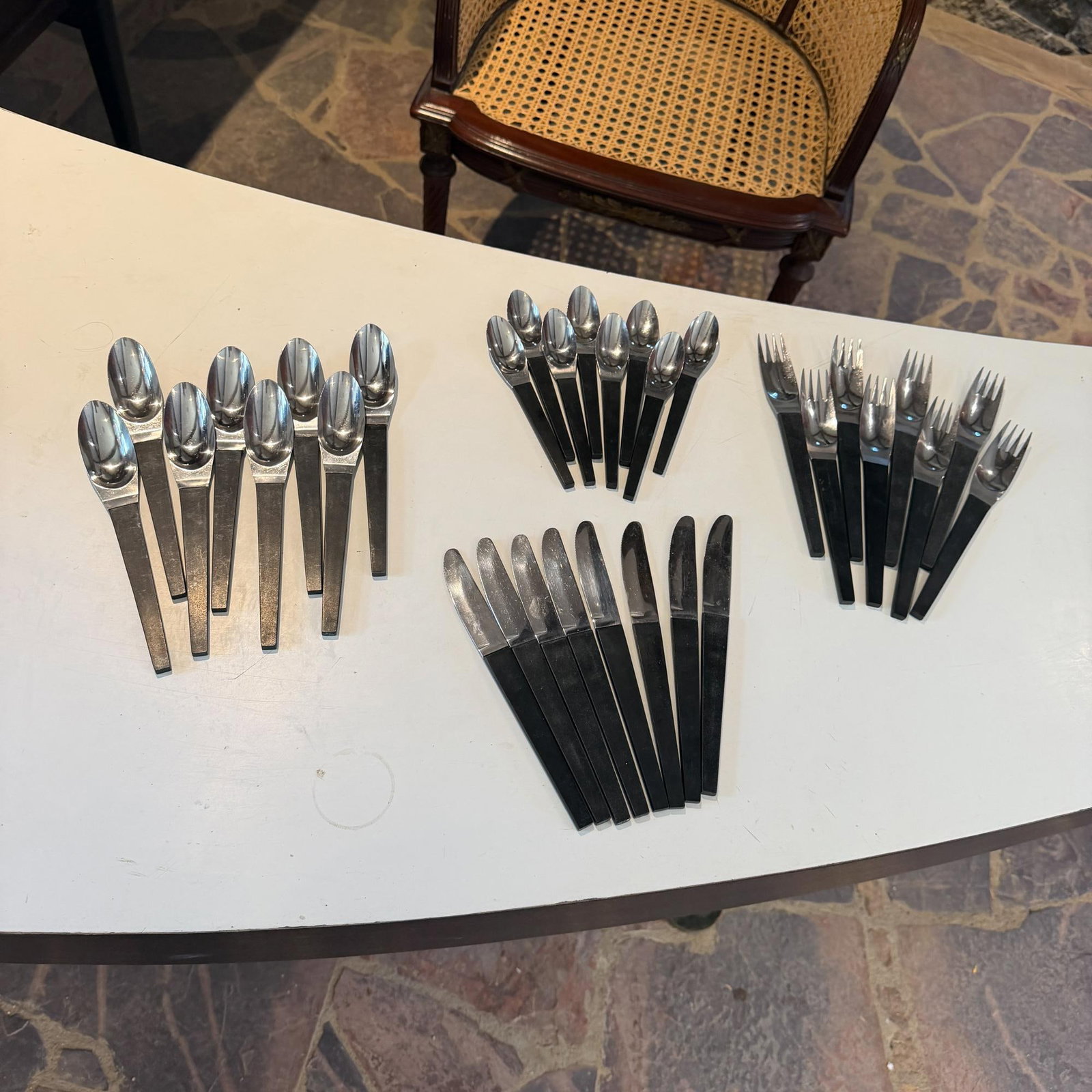 Stanley Roberts Japan Flatware Set, Carl Aubock Era Mid Century Modern - 14