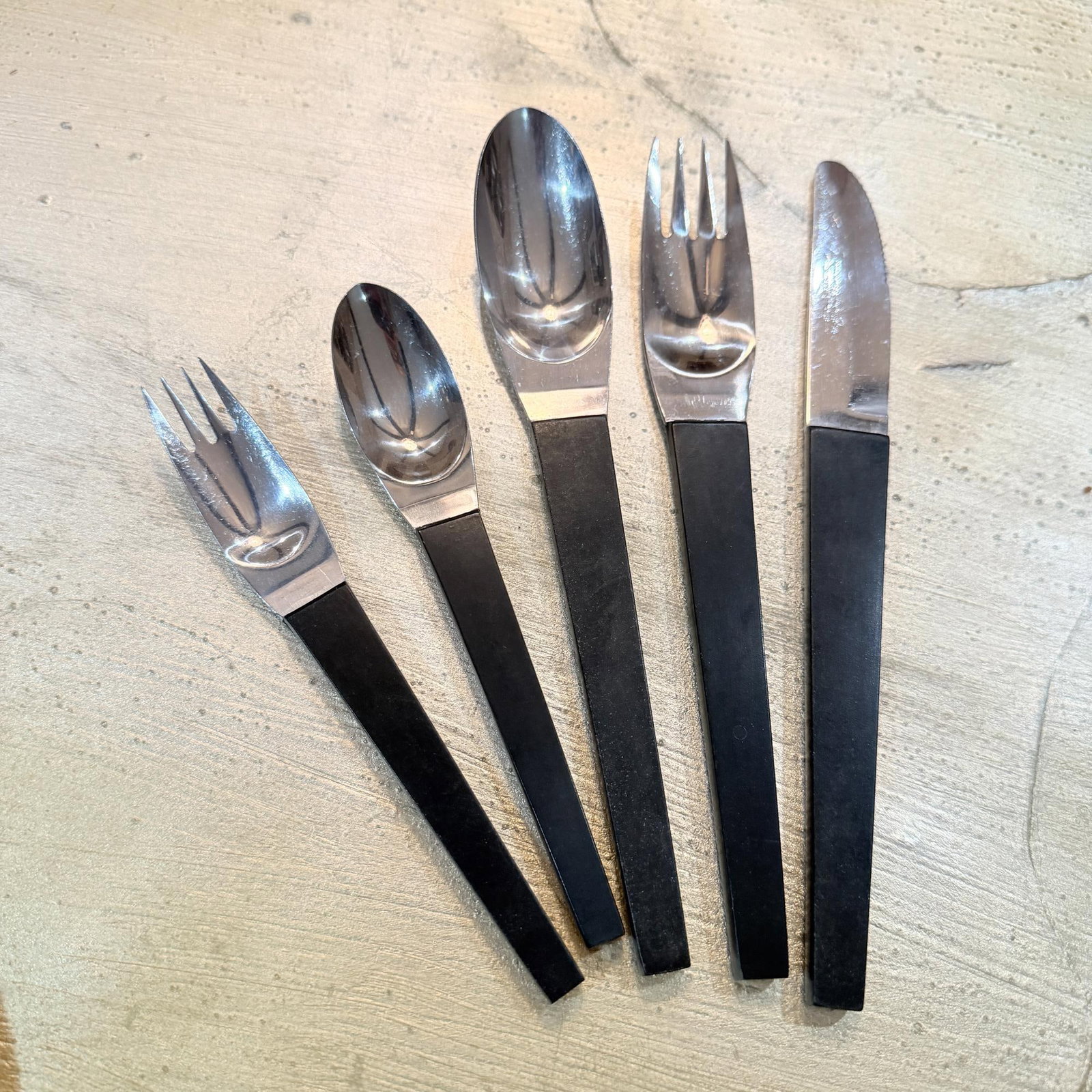 Stanley Roberts Japan Flatware Set, Carl Aubock Era Mid Century Modern - 2