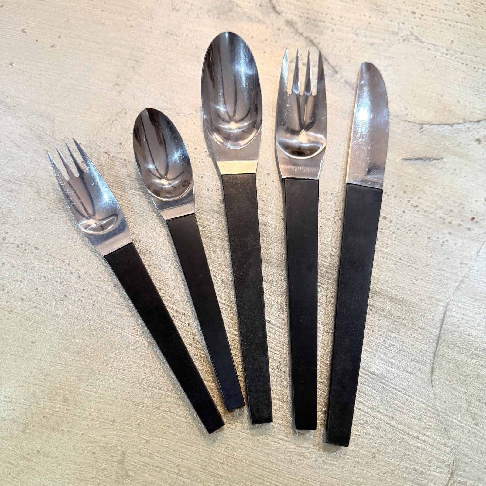 Stanley Roberts Japan Flatware Set, Carl Aubock Era Mid Century Modern - 3