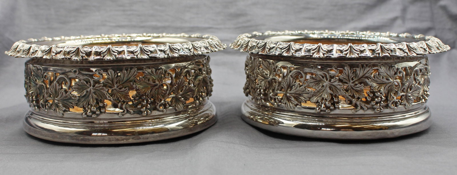 1839 Pair of Victorian Sterling Silver Wine Coasters by Samuel Walker & Co. - 3