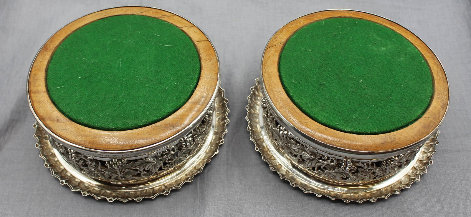 1839 Pair of Victorian Sterling Silver Wine Coasters by Samuel Walker & Co. - 4