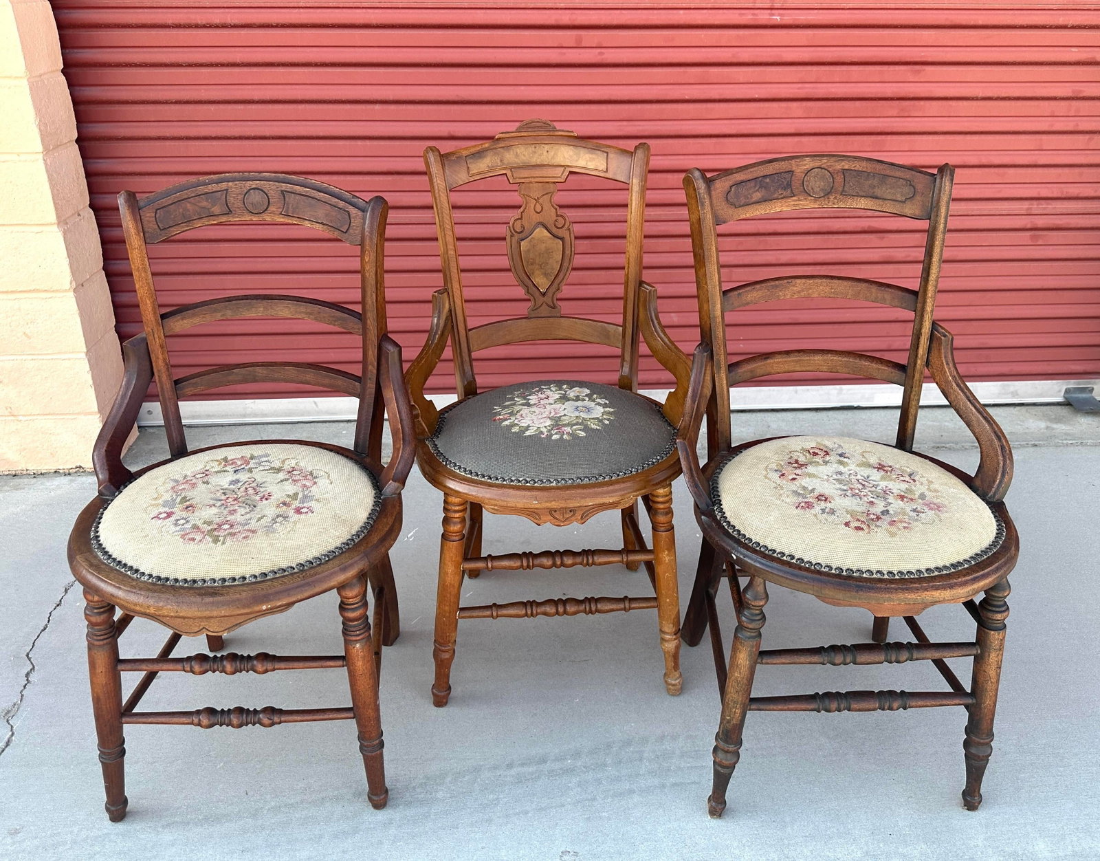Set of 3 Antique 19th Century Needlepoint Chairs - 2