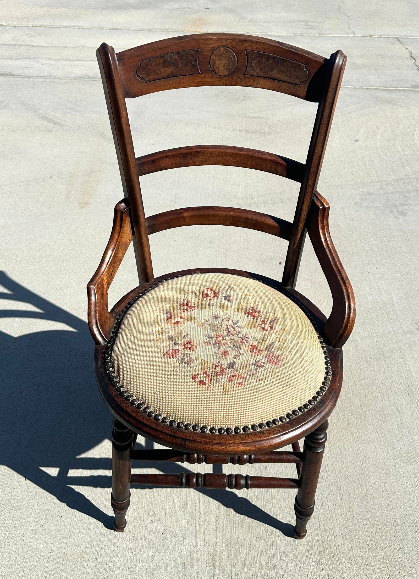 Set of 3 Antique 19th Century Needlepoint Chairs - 3
