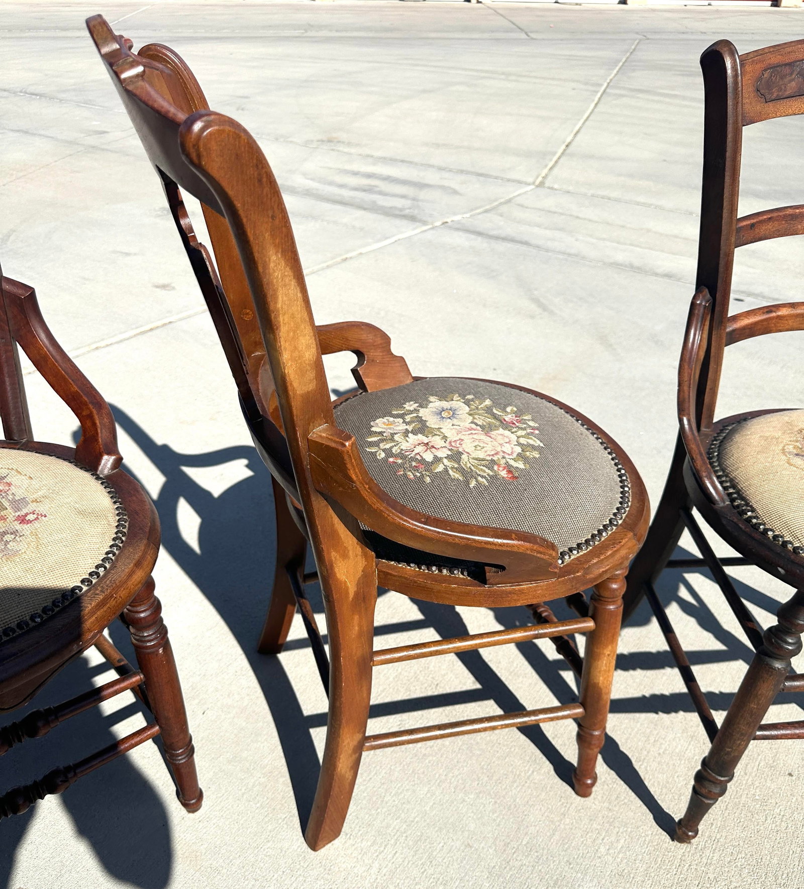 Set of 3 Antique 19th Century Needlepoint Chairs - 5