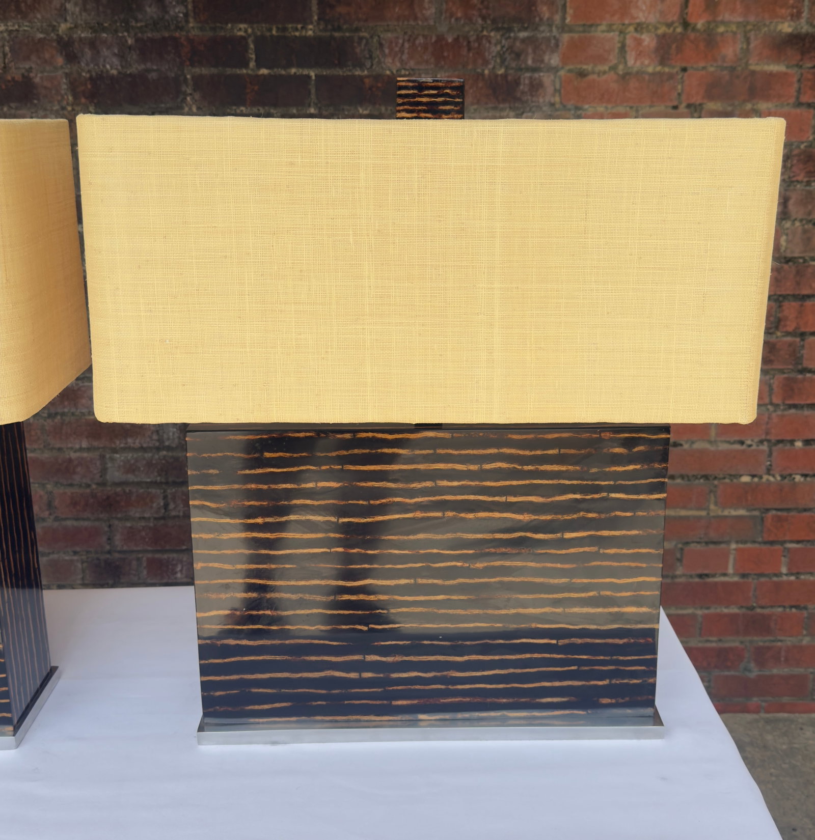 1990's Palecek Espresso Pencil Reed Table Lamps - A Pair - 9