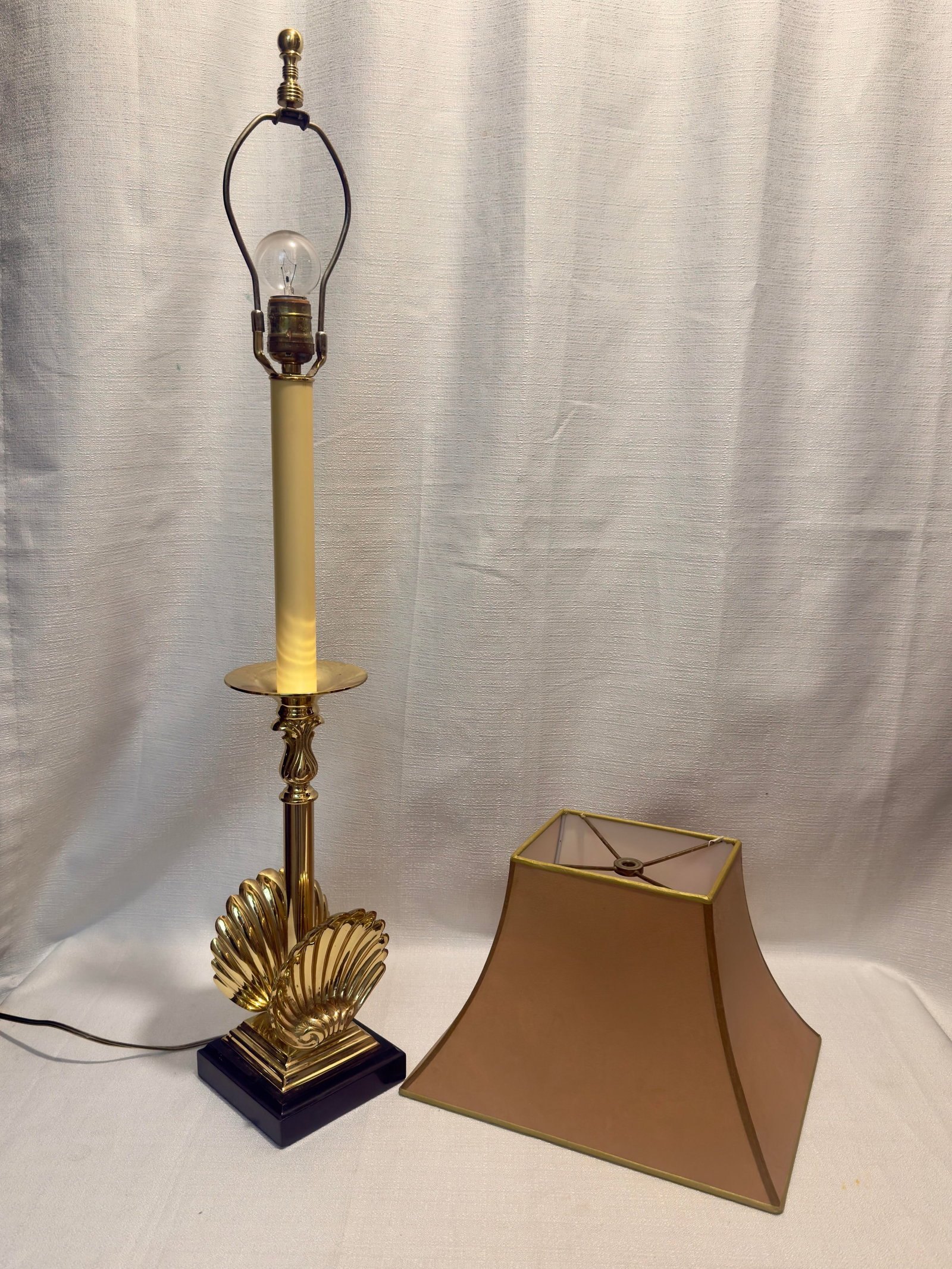 1970s Sarried, LTD Solid Brass Shell Candlestick Table - 4