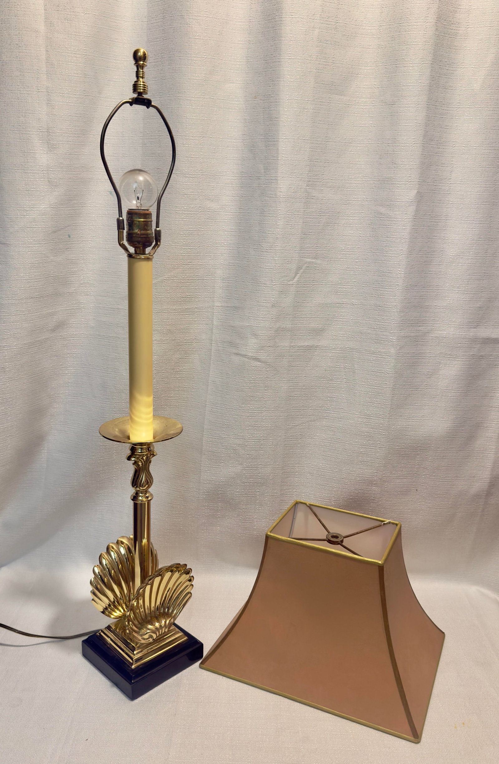 1970s Sarried, LTD Solid Brass Shell Candlestick Table - 6
