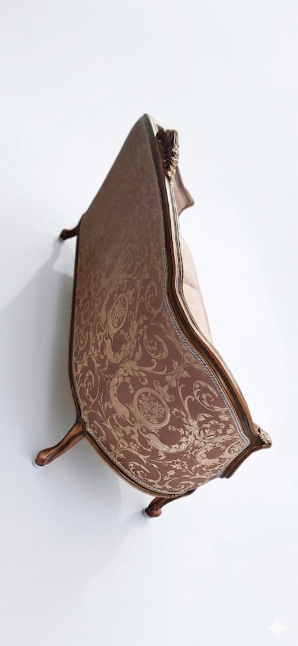 1960s French Style Settee Gold Leaf Loveseat Sofa - 2